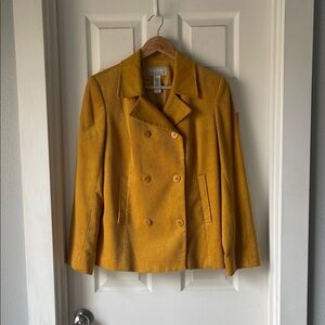 Liz Claiborne Mustard Double-Breasted Women's Pea Coat